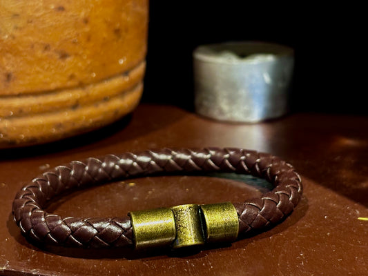 MagLeather Bracelet (Mud & Gold)